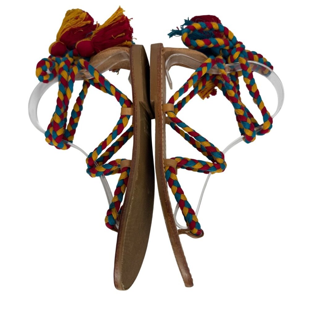 Soludos Multicolor Braided Wraparound Gladiator Sandals Tassel Detail Size 9 - Picture 7 of 9
